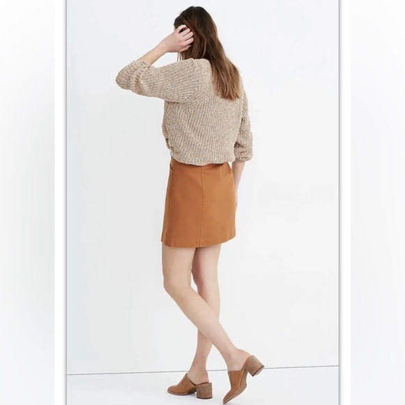 Madewell Button Snap Front A Line Mini Skirt Woman’s Sz 0 Pumpkin Spice Tan - Picture 2 of 9